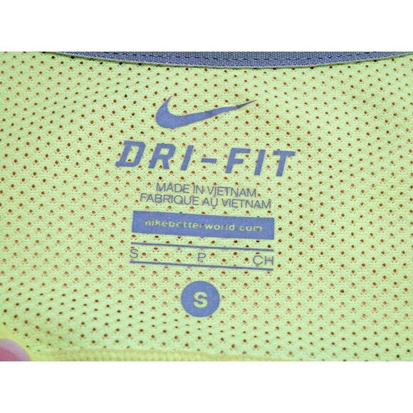 Nike Womens Neon Yellow Dri-Fit Short Sleeve Activewear Pullover T-Shirt Size S - Picture 4 of 9